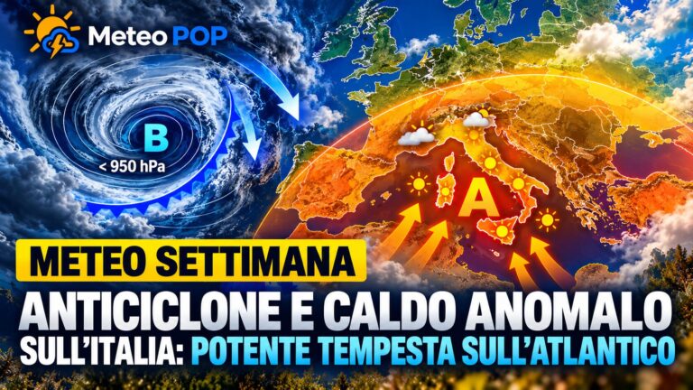 Meteo settimana, anticiclone e caldo anomalo sull’Italia: potente tempesta sull’Atlantico