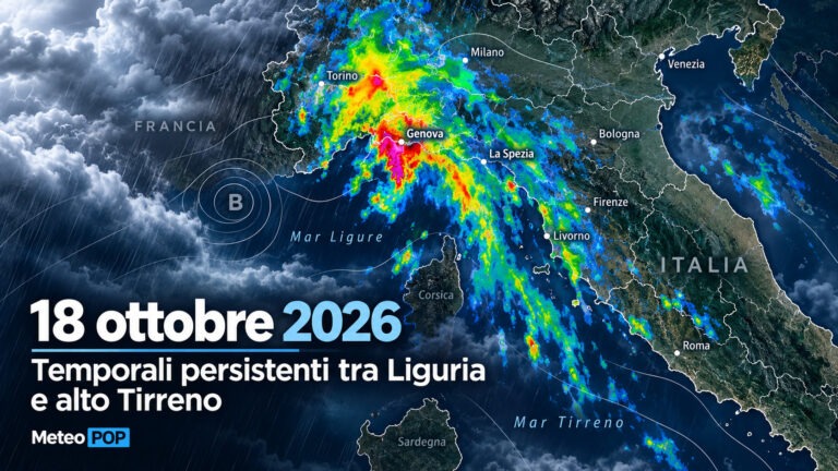 18 ottobre 2026: temporali persistenti tra Liguria e alto Tirreno, l’analisi dell’evento