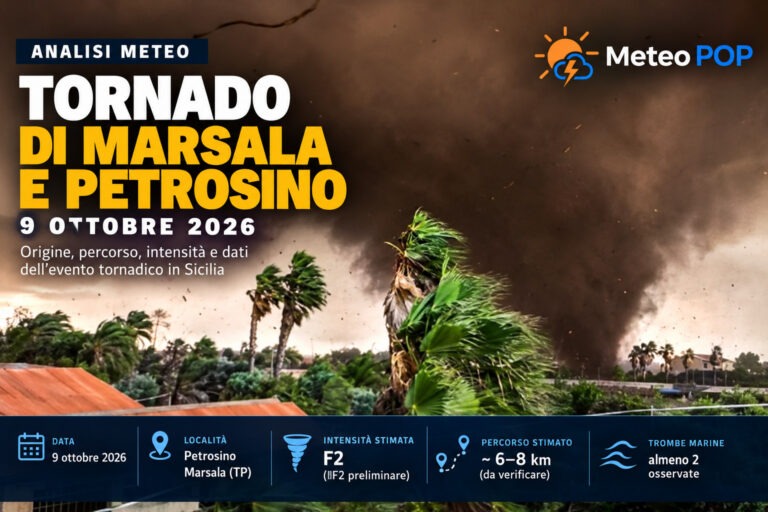 Tornado di Marsala e Petrosino del 9 ottobre 2026: analisi, origine, percorso e stima dell’intensità