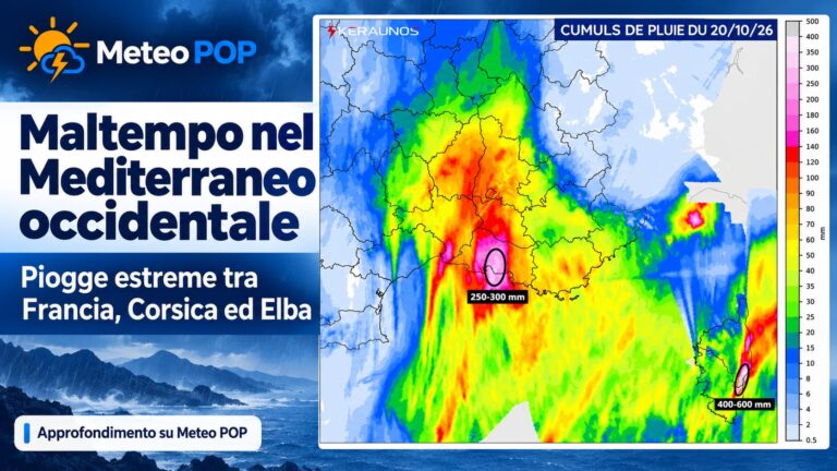 Maltempo nel Mediterraneo occidentale: piogge estreme tra Francia, Corsica ed Elba